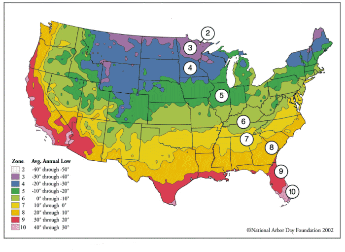 US hardiness zones